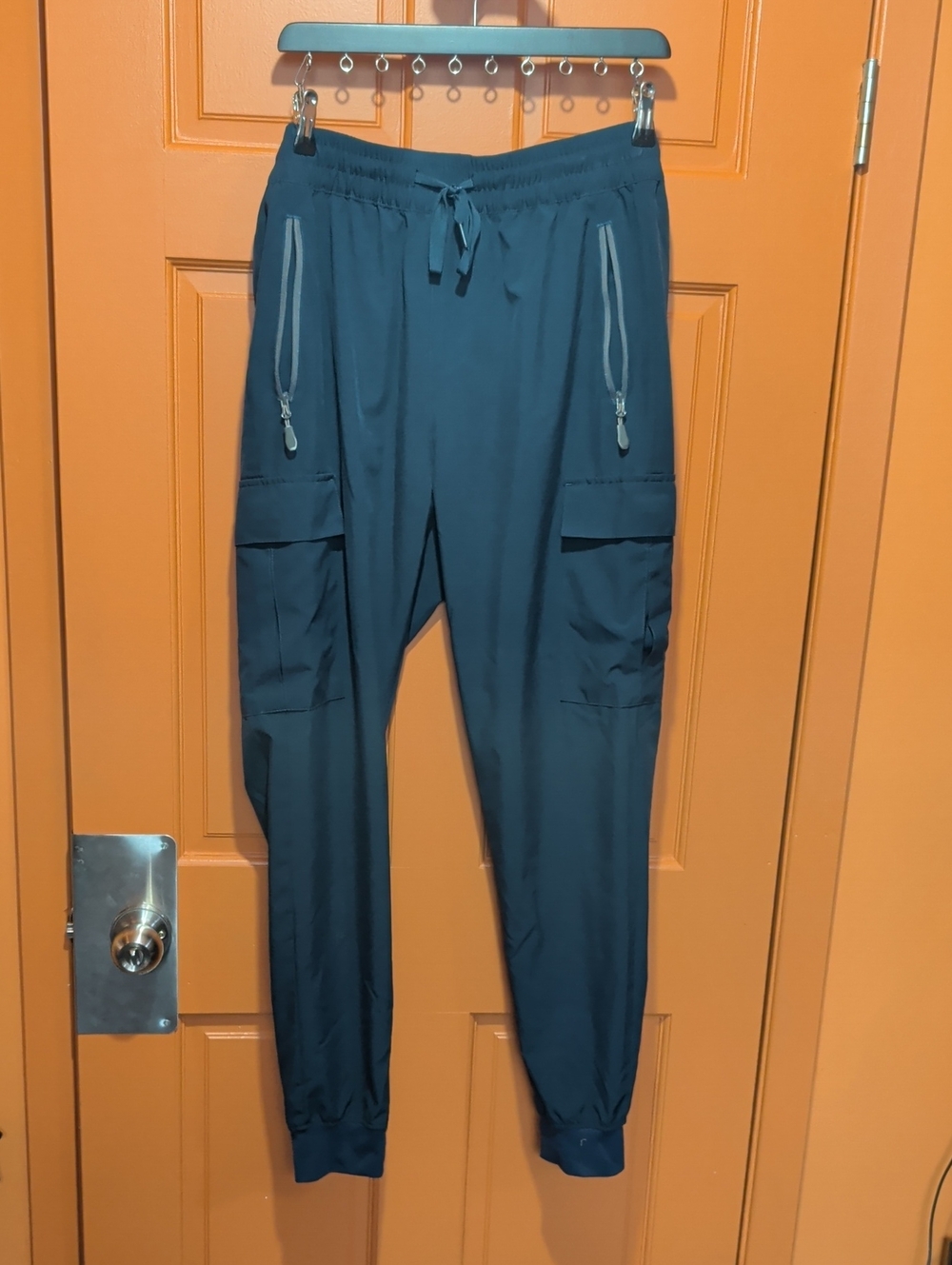 Men's Navy Cargo Jogger Pants - Elastic Waist